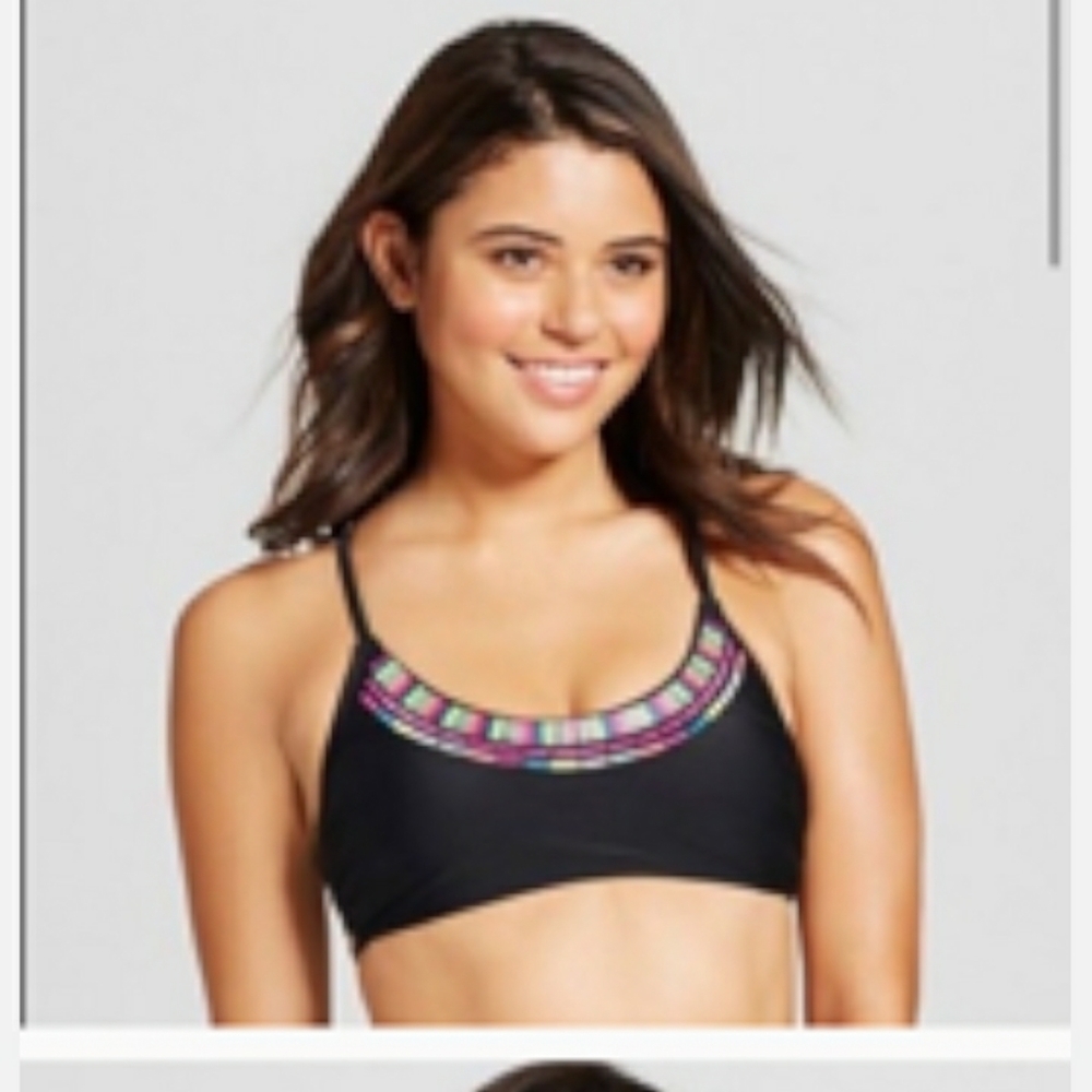 Black with bright colors bikini top